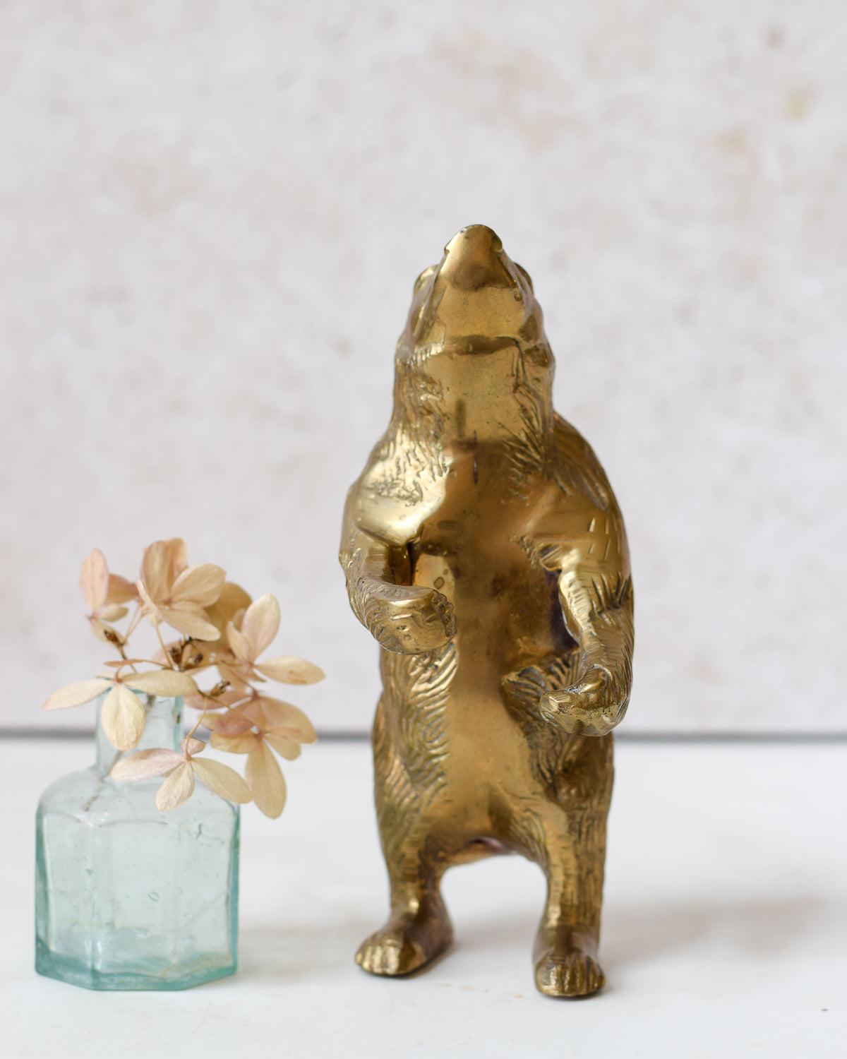 Vintage Brass Bear Statue