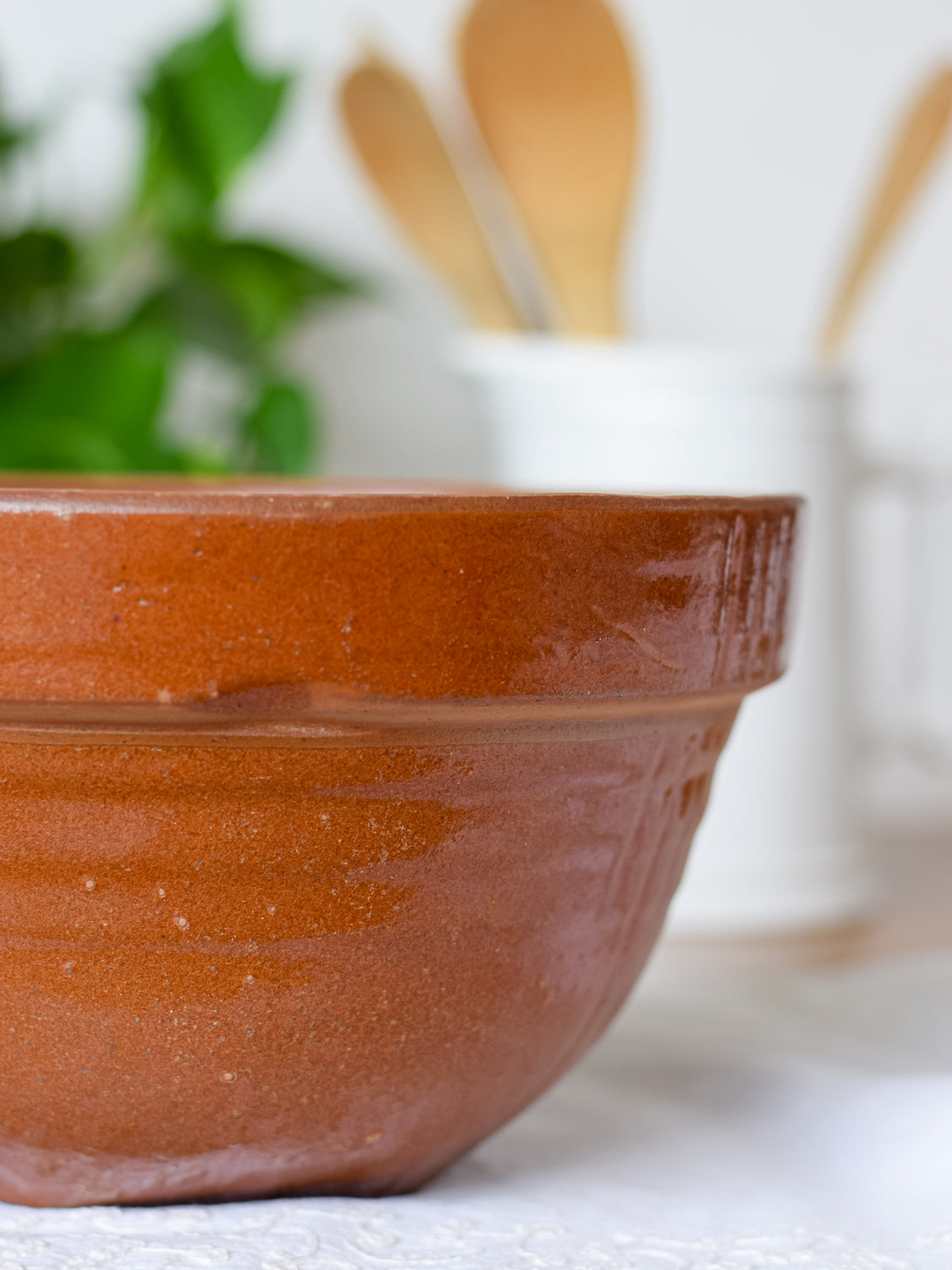 Vintage Brown Crock Bowl