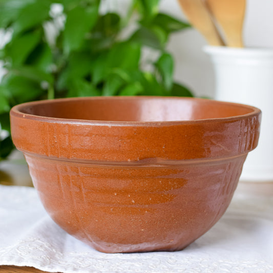 Vintage Brown Crock Bowl