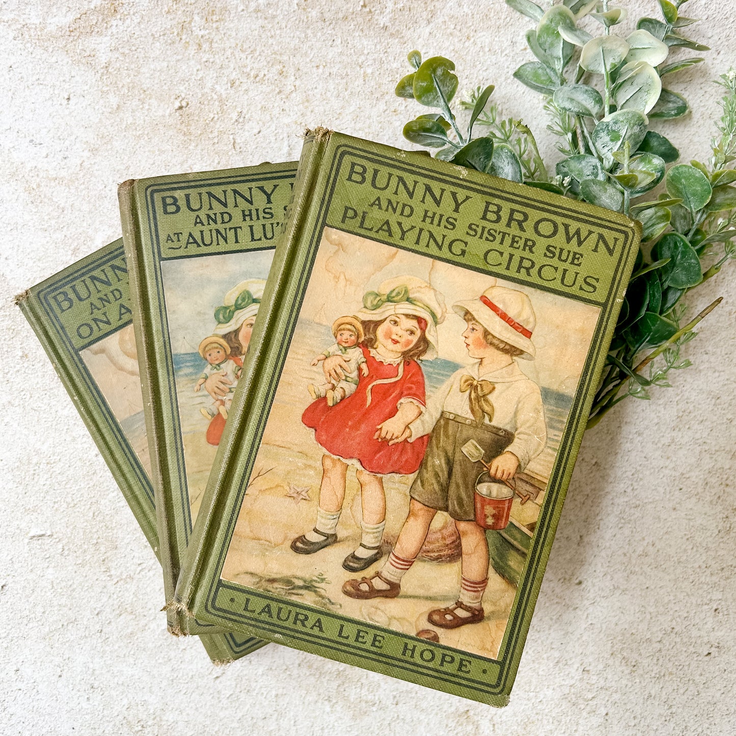 Set 3 Antique Bunny Brown Children's Books