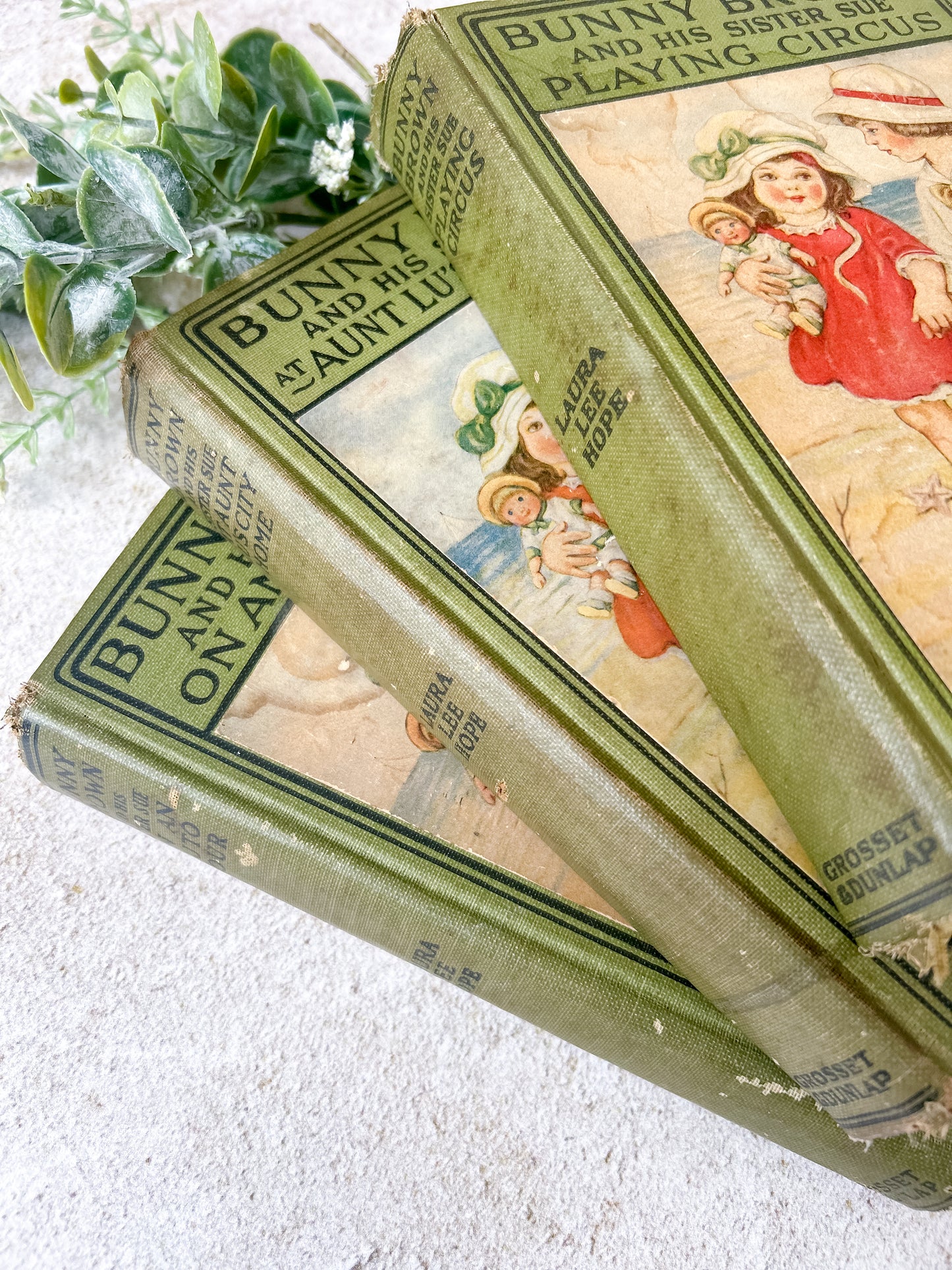 Set 3 Antique Bunny Brown Children's Books