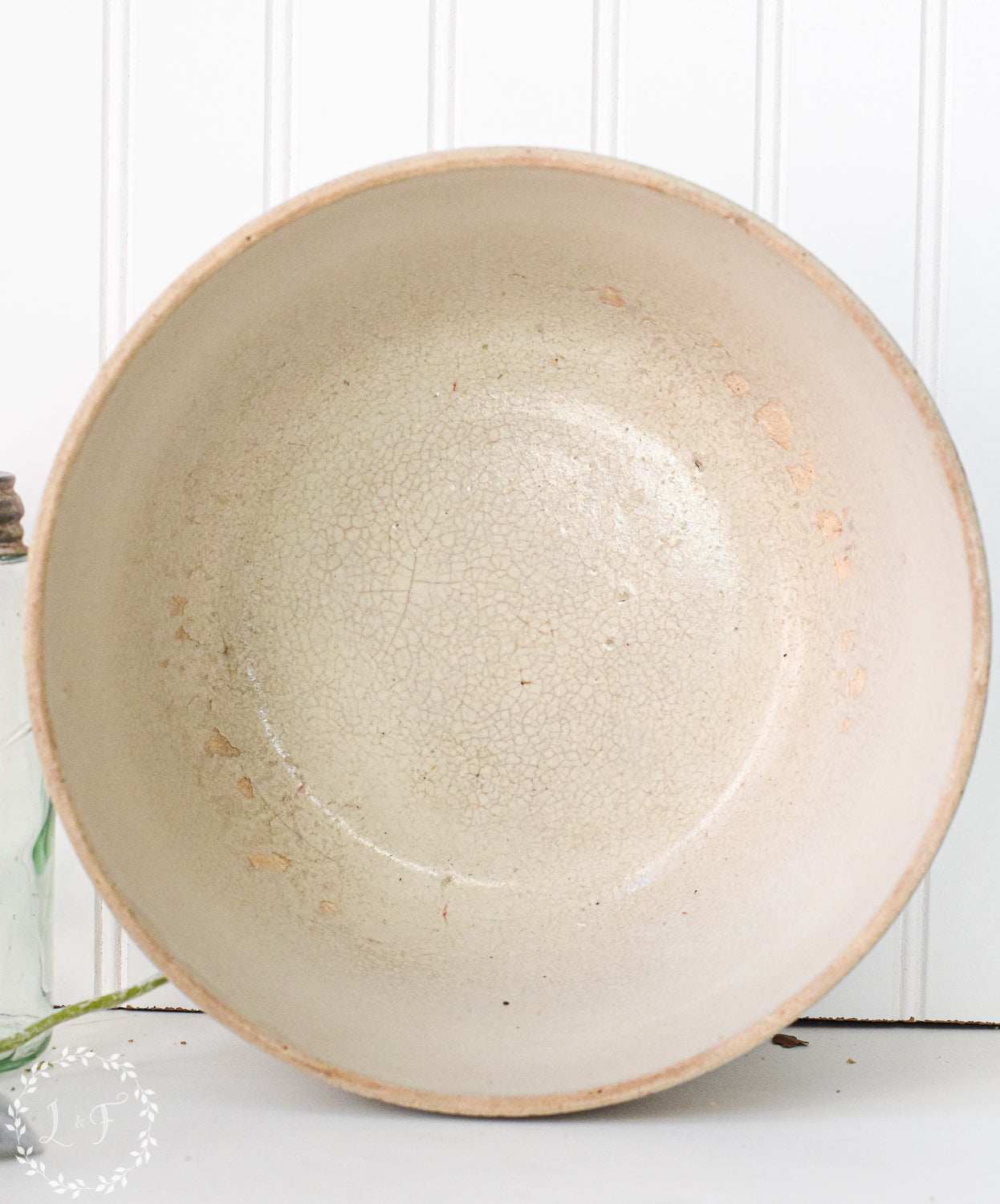 Primitive Salt Glaze Crock Mixing Bowl