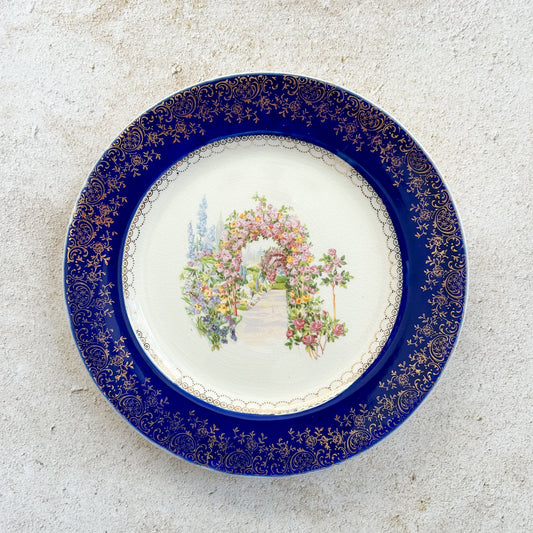 Vintage Blue Floral Dinner Plate