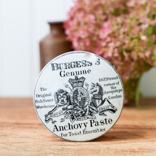 Antique English Advertising Burgess Anchovy Paste Pot