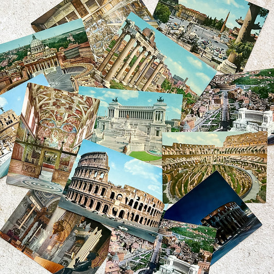 Set 13 Vintage Rome & Vatican City Postcards