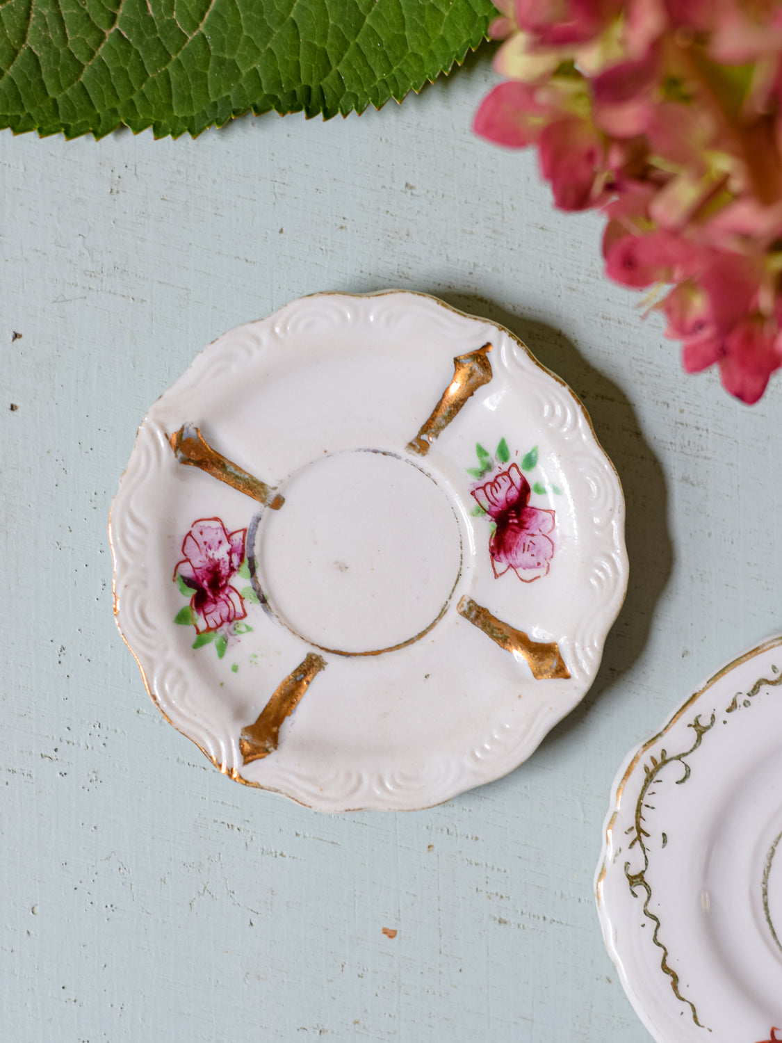 Pair Hand Painted Tiny Trinket Dishes