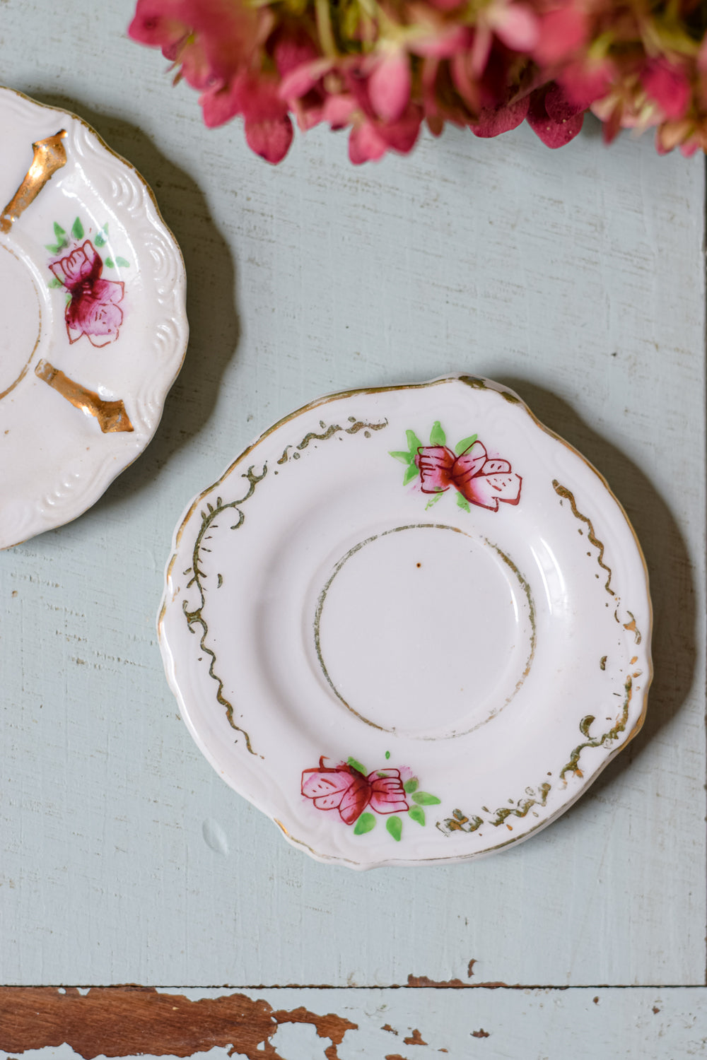 Pair Hand Painted Tiny Trinket Dishes