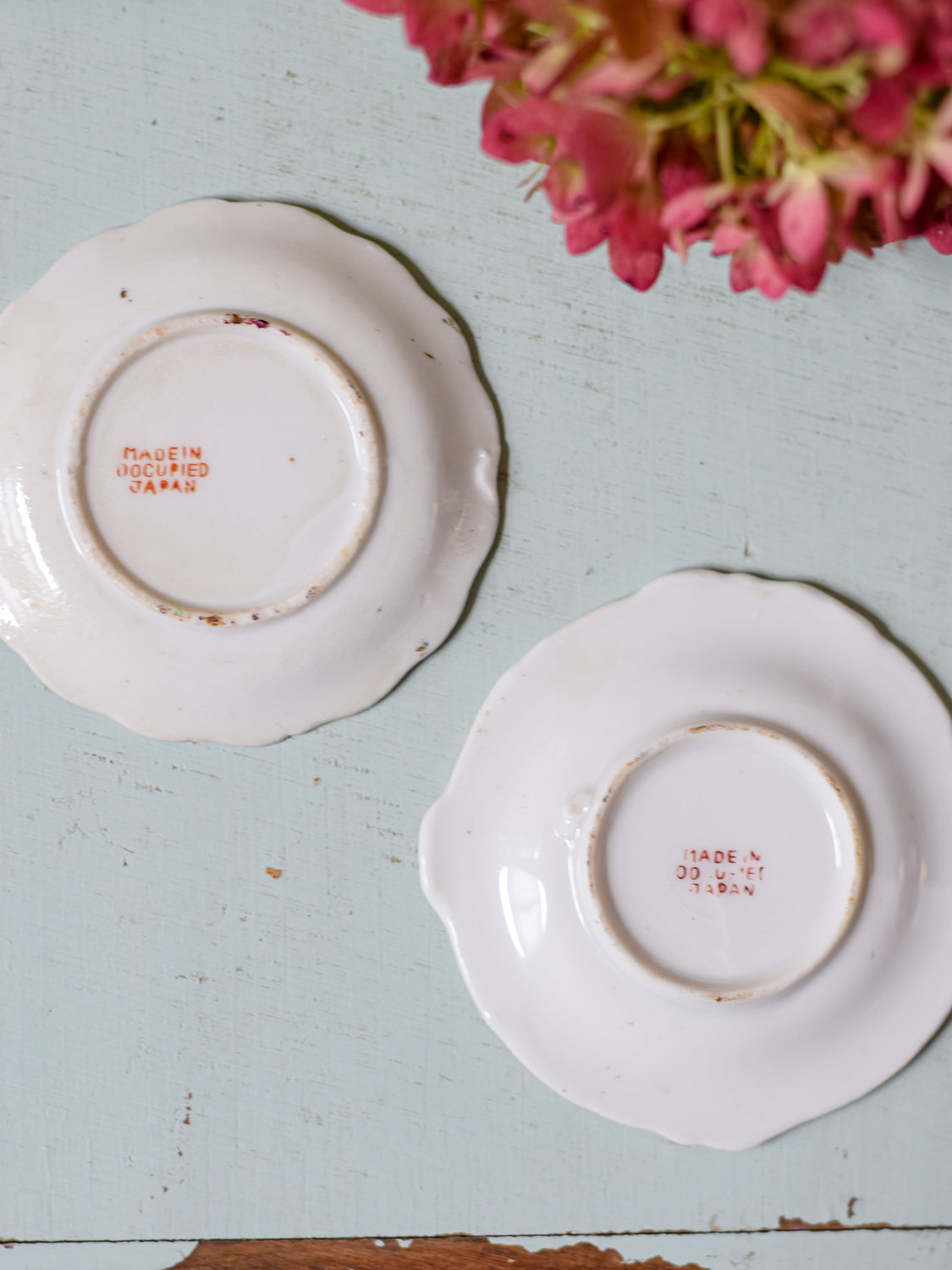 Pair Hand Painted Tiny Trinket Dishes