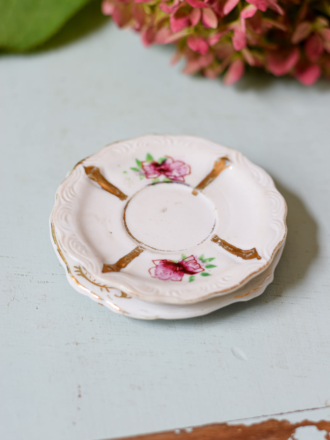 Pair Hand Painted Tiny Trinket Dishes