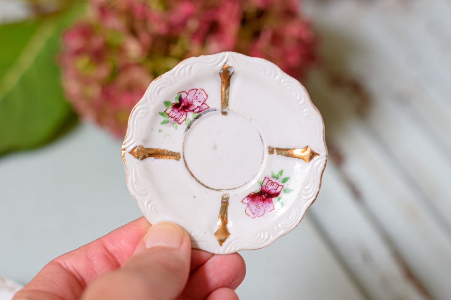 Pair Hand Painted Tiny Trinket Dishes