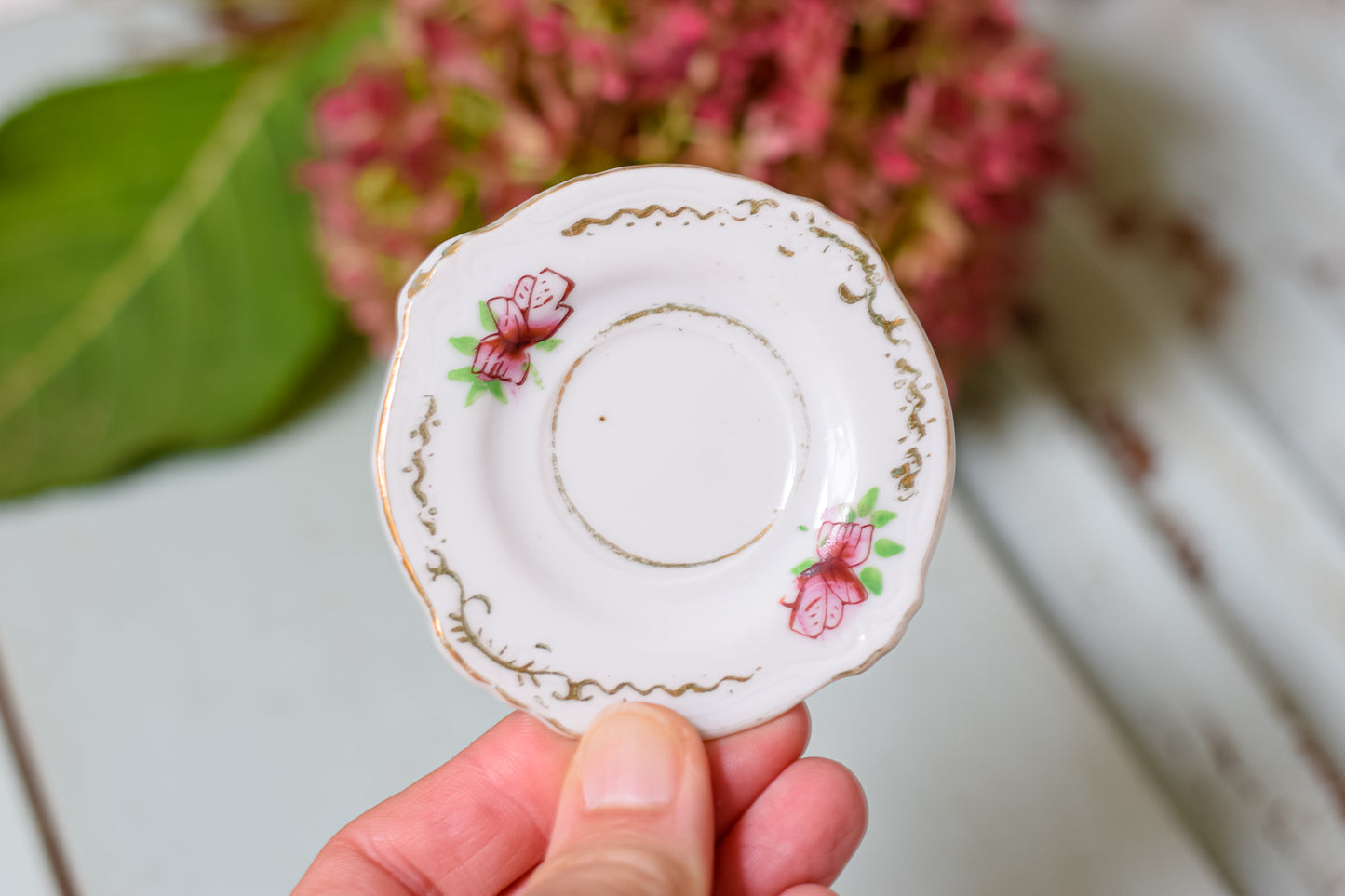 Pair Hand Painted Tiny Trinket Dishes