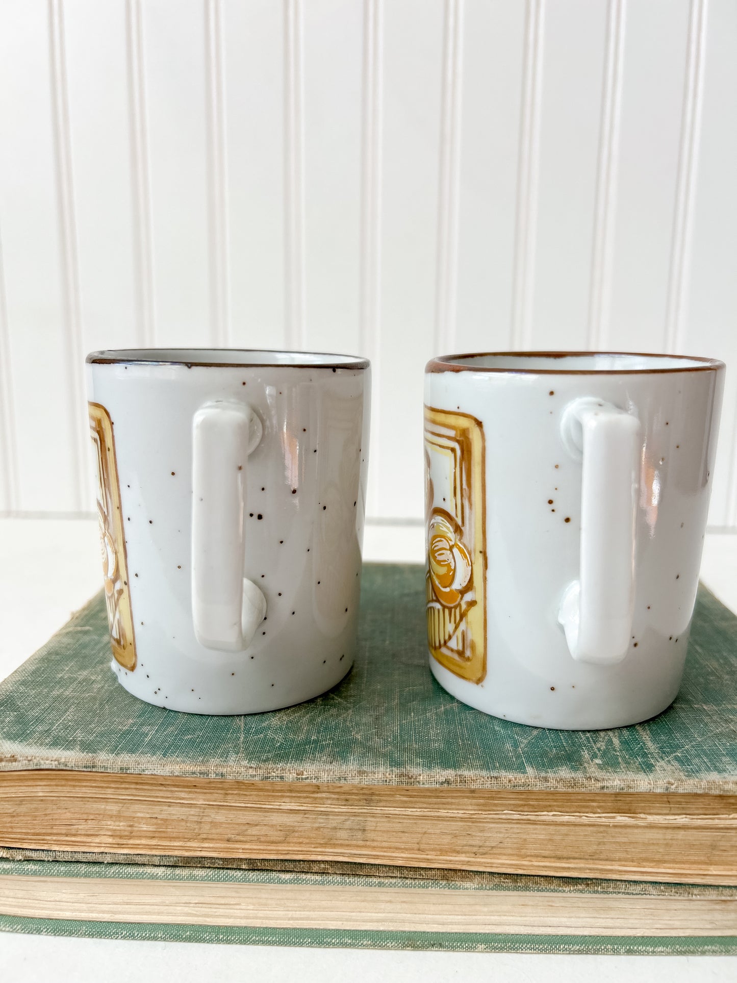 Vintage Pair Stoneware Coffee Mugs