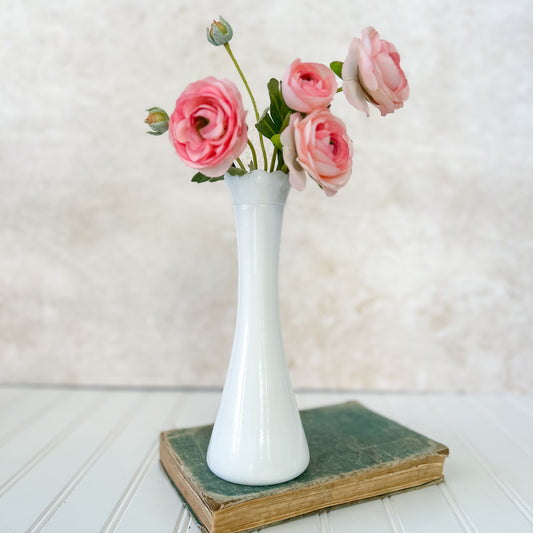 Fluted Milk Glass Vase