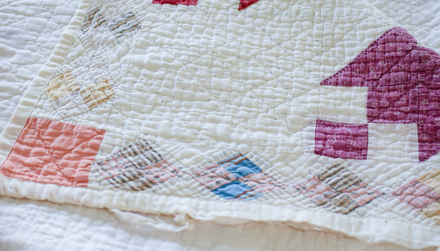 Vintage Muslin Anvil Pattern Quilt