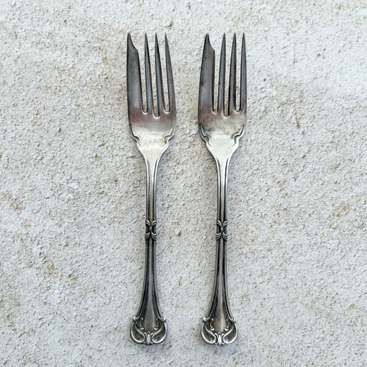 Pair Antique Lorelei Pastry Forks