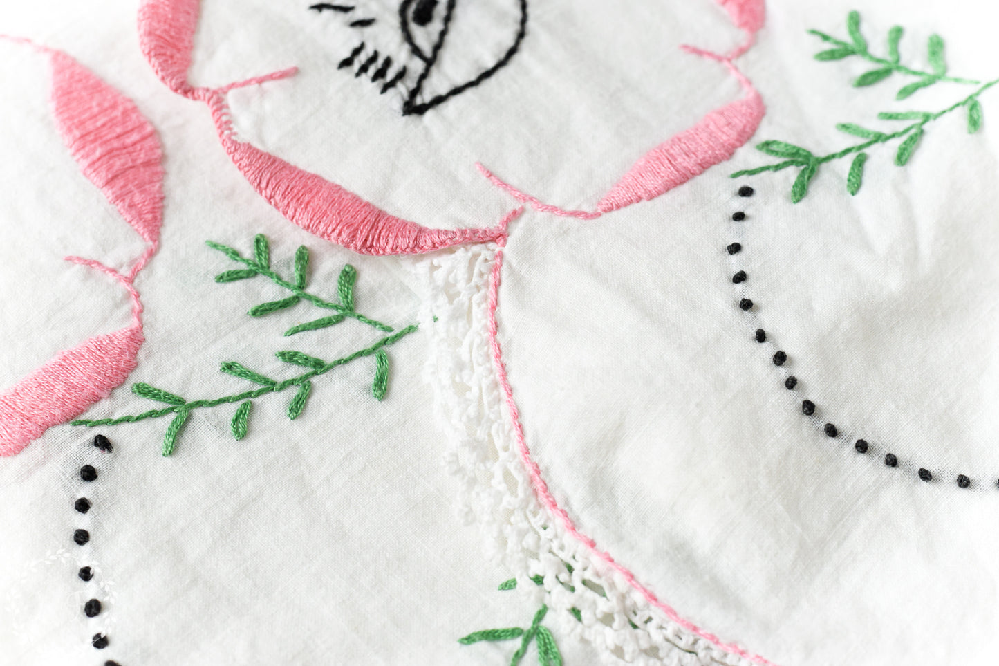 Pair Vintage Embroidered Pillowcases