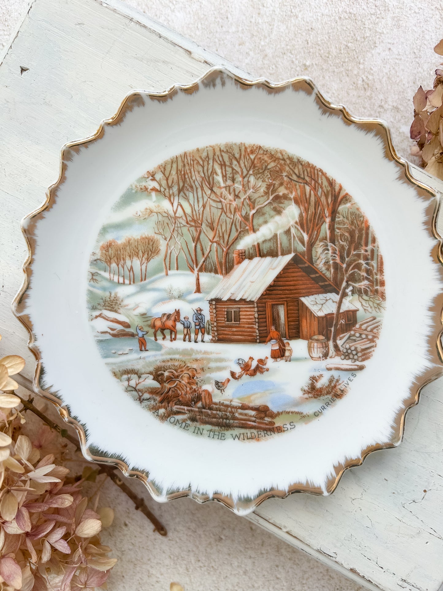 Currier & Ives Home in the Wilderness Plate