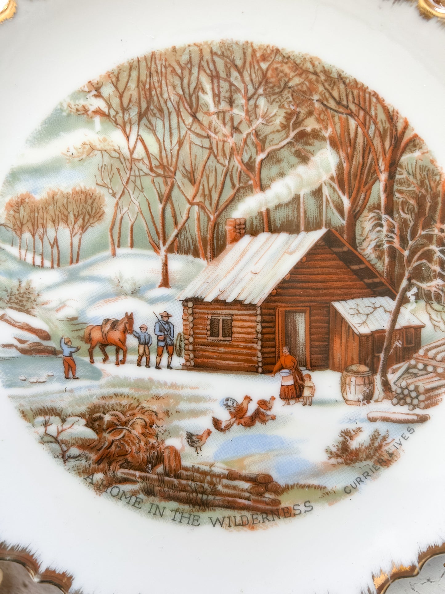 Currier & Ives Home in the Wilderness Plate