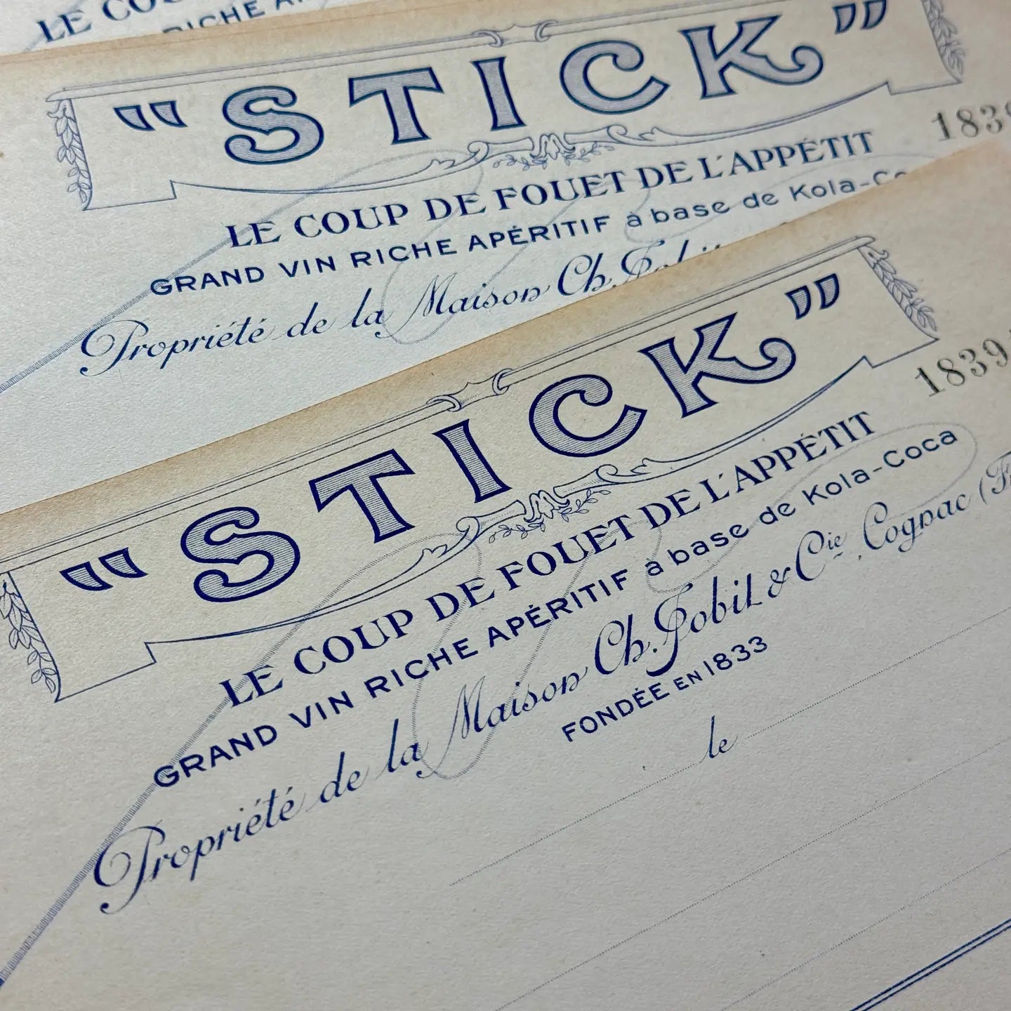 Bundle 5 Antique French Reciept Paper