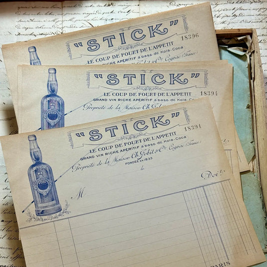 Bundle 5 Antique French Reciept Paper