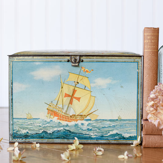 Vintage Sailing Ship Tin