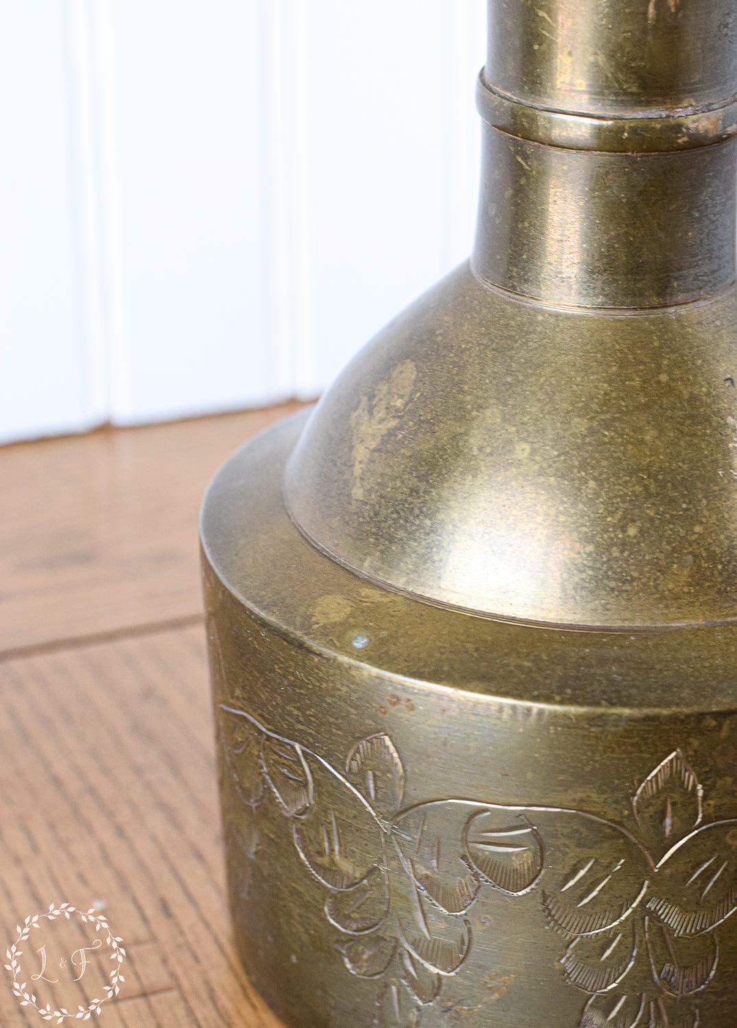 Vintage Etched Brass Dallah Pitcher with Lid